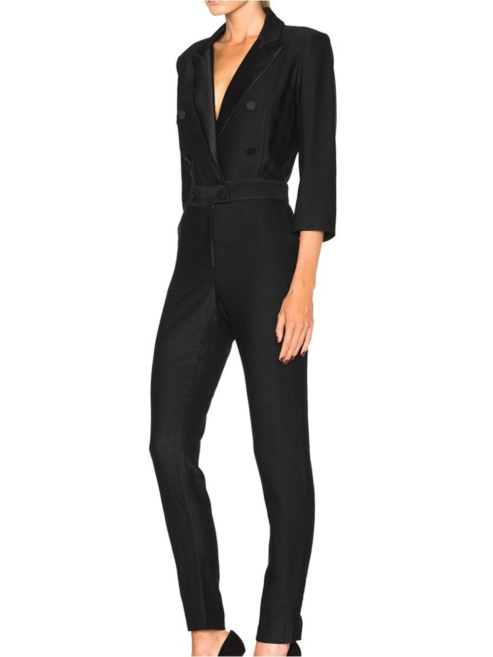 Veronica Beard Daffodil Black Tuxedo Jumpsuit Evening Cocktail Party Sz 4